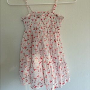 Janie and Jack White Sundress with Coral Flamingo Print